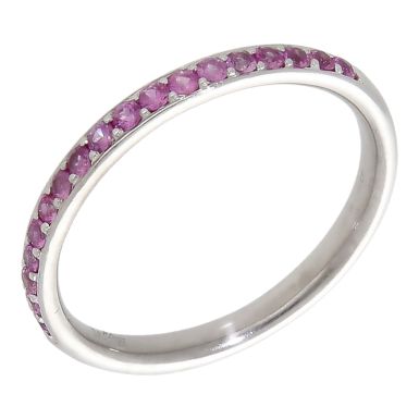 Pre-Owned 18ct White Gold Pink Topaz Half Eternity Ring