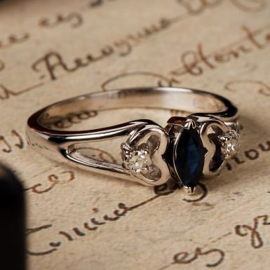 Pre-Owned Vintage 1976 18ct White Gold Sapphire & Diamond Ring