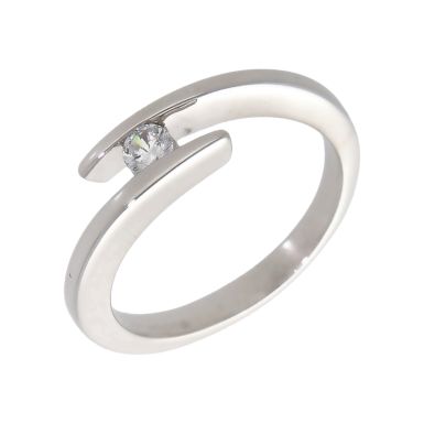 Pre-Owned 9ct White Gold Cubic Zirconia Crossover Twist Ring