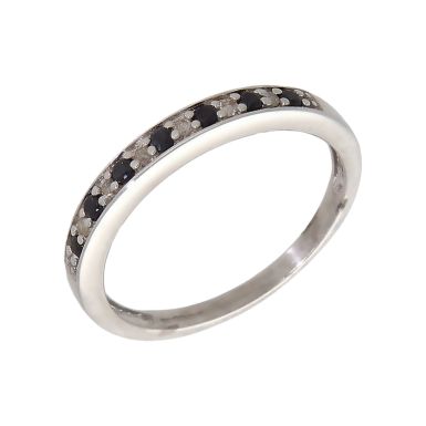 Pre-Owned 9ct White Gold Sapphire & Diamond Half Eternity Ring