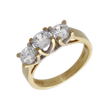 Pre-Owned 9ct Yellow Gold Cubic Zirconia Trilogy Ring