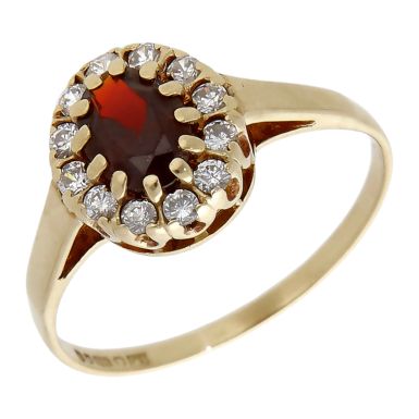 Pre-Owned Vintage 1987 9ct Garnet & Cubic Zirconia Cluster Ring