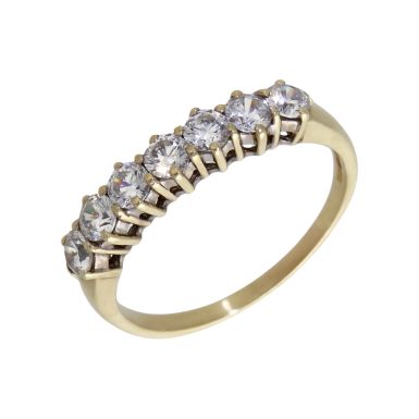 Pre-Owned 9ct Yellow Gold Cubic Zirconia Half Eternity Ring