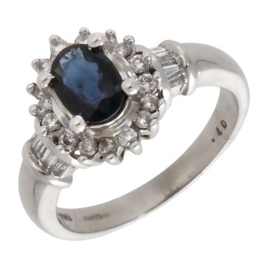 Pre-Owned 18ct White Gold Sapphire & Diamond Cluster Ring