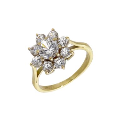 Pre-Owned 18ct Yellow Gold Cubic Zirconia Cluster Ring