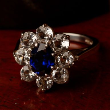 Pre-Owned Vintage 1973 9ct White Gold Spinel Cluster Ring