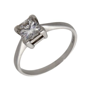 Pre-Owned 9ct White Gold Square Moissanite Solitaire Ring