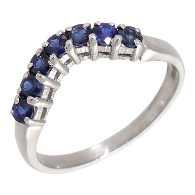 Pre-Owned 18ct White Gold Sapphire U-Shaped Dress Ring
