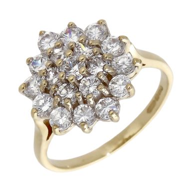 Pre-Owned 9ct Yellow Gold Cubic Zirconia Cluster Dress Ring