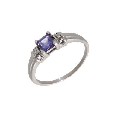 Pre-Owned 18ct White Gold Tanzanite & Diamond Dress Ring