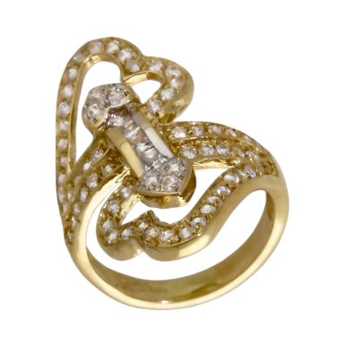 Pre-Owned 18ct Gold Cubic Zirconia Double Heart Twist Ring