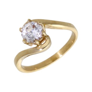 Pre-Owned 9ct Yellow Gold Cubic Zirconia Solitaire Twist Ring