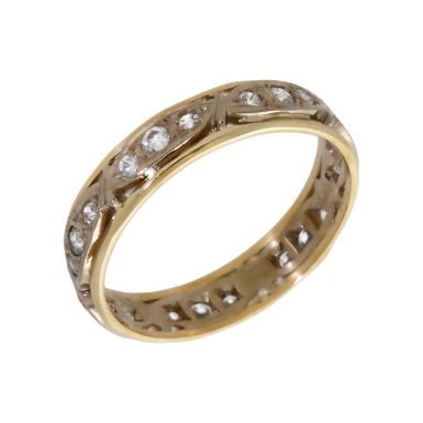 Pre-Owned 9ct Yellow & White Gold Cubic Zirconia Set Band Ring