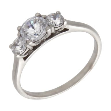 Pre-Owned 9ct White Gold Cubic Zirconia Trilogy Ring