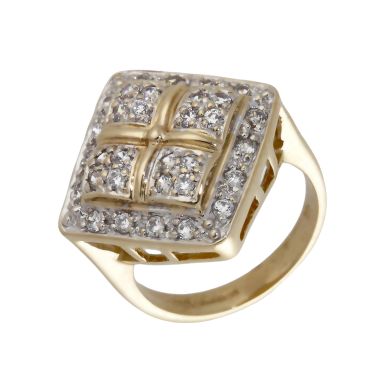 Pre-Owned 9ct Yellow Gold Cubic Zirconia Cluster Ring