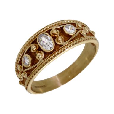 Pre-Owned 9ct Yellow Gold Cubic Zirconia Set Beaded Dress Ring