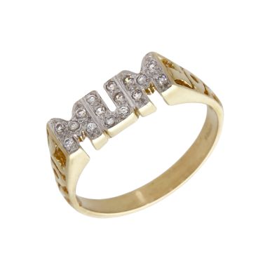 Pre-Owned 9ct Yellow Gold Cubic Zirconia Set Mum Ring