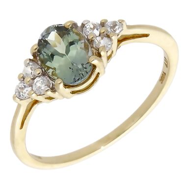 Pre-Owned 9ct Yellow Gold Alexandrite & CZ Dress Ring