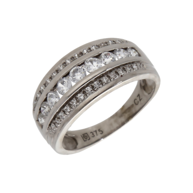 Pre-Owned 9ct White Gold Cubic Zirconia 3 Row Dress Ring