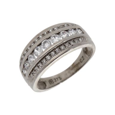 Pre-Owned 9ct White Gold Cubic Zirconia 3 Row Dress Ring