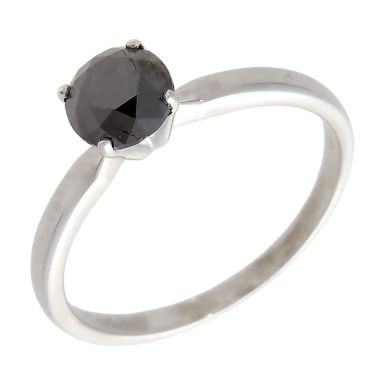 Pre-Owned 9ct White Gold Black Diamond Solitaire Ring