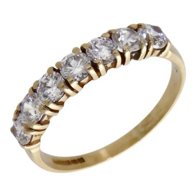 Pre-Owned 9ct Yellow Gold Cubic Zirconia Half Eternity Ring