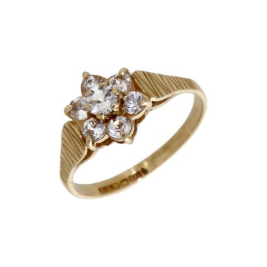 Pre-Owned 9ct Yellow Gold Spinel Cluster Ring
