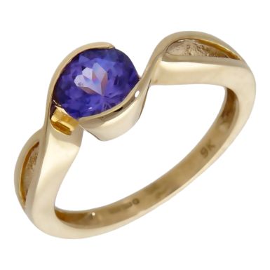 Pre-Owned 9ct Gold Purple Cubic Zirconia Solitaire Twist Ring
