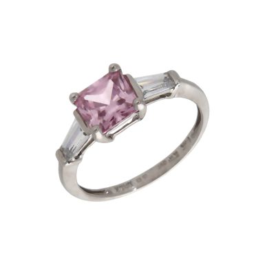Pre-Owned 14ct White Gold Pink & White Cubic Zirconia Dress Ring