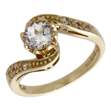 Pre-Owned 9ct Yellow Gold Spinel Solitaire Twist Ring