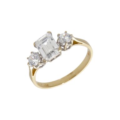 Pre-Owned 14ct Yellow Gold Cubic Zirconia Trilogy Ring