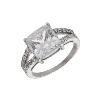 Pre-Owned 9ct White Gold Cubic Zirconia Solitaire Dress Ring