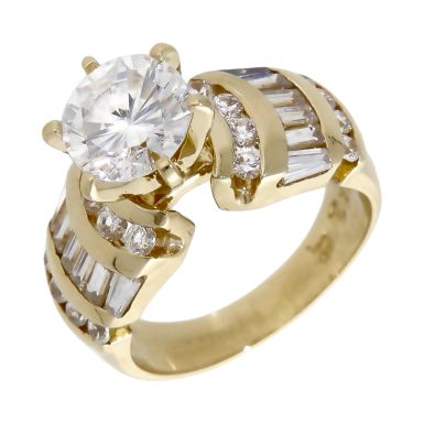 Pre-Owned 9ct Yellow Gold Large Cubic Zirconia Fancy Dress Ring