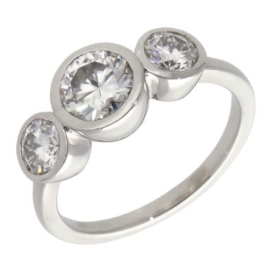 Pre-Owned Platinum Moissanite Trilogy Ring
