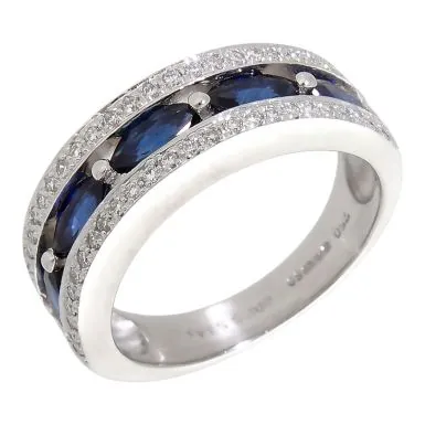 Pre-Owned 18ct White Gold Sapphire & Diamond Multi Row Band Ring