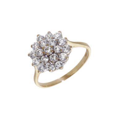 Pre-Owned 9ct Yellow Gold Cubic Zirconia Cluster Ring