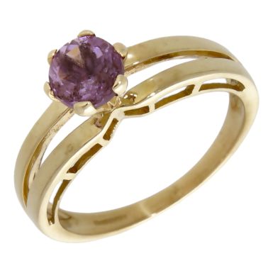 Pre-Owned 9ct Gold Split Band Amethyst Solitaire Dress Ring