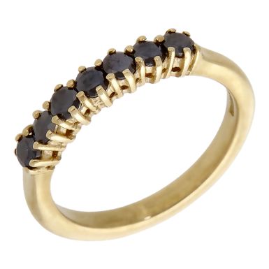 Pre-Owned 9ct Gold Black Cubic Zirconia Half Eternity Ring