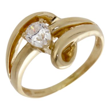 Pre-Owned 14ct Yellow Gold Pear Cubic Zirconia Wave Dress Ring