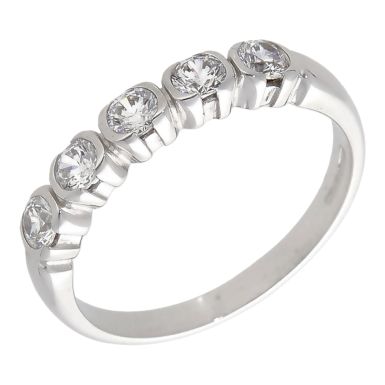 Pre-Owned 9ct White Gold 5 Stone Cubic Zirconia Eternity Ring