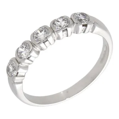 Pre-Owned 9ct White Gold 5 Stone Cubic Zirconia Eternity Ring