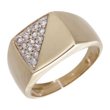 Pre-Owned 9ct Yellow Gold Cubic Zirconia Set Signet Ring
