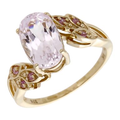 Pre-Owned 9ct Yellow Gold Amethyst & Pink Topaz Twist Ring