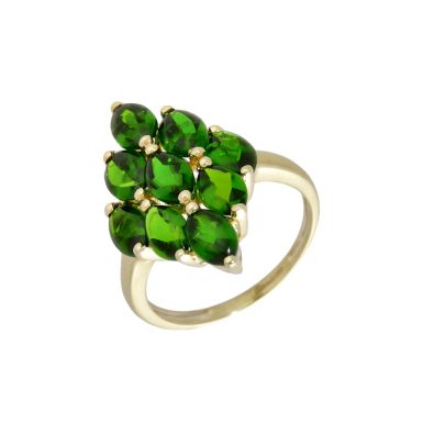 Pre-Owned 9ct Yellow Gold Chrome Diopside Cluster Ring