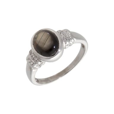 Pre-Owned 9ct White Gold Rutile Quartz & Diamond Dress Ring