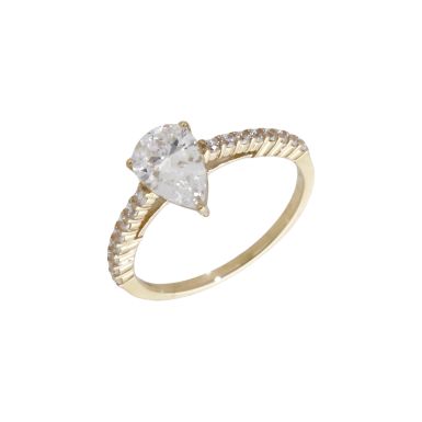 Pre-Owned 9ct Yellow Gold Pear Cubic Zirconia Solitaire Ring
