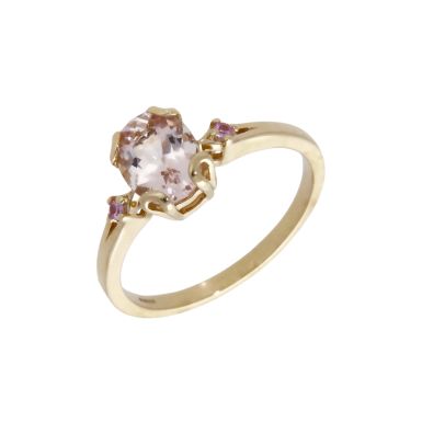 Pre-Owned 9ct Gold Pale Rose Quartz & Pink Topaz Dress Ring