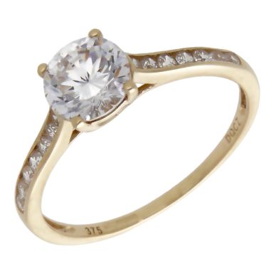 Pre-Owned 9ct Yellow Gold Cubic Zirconia Solitaire Ring