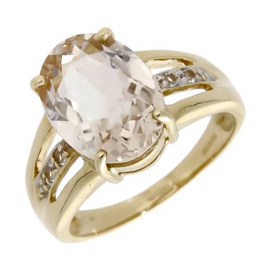 Pre-Owned 9ct Yellow Gold White Topaz Dress Ring
