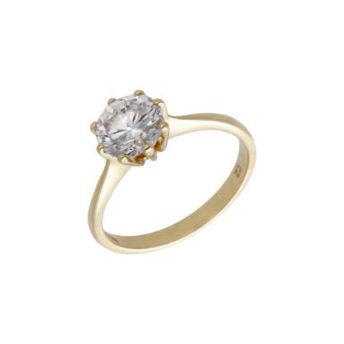 Pre-Owned 9ct Yellow Gold Cubic Zirconia Solitaire Ring